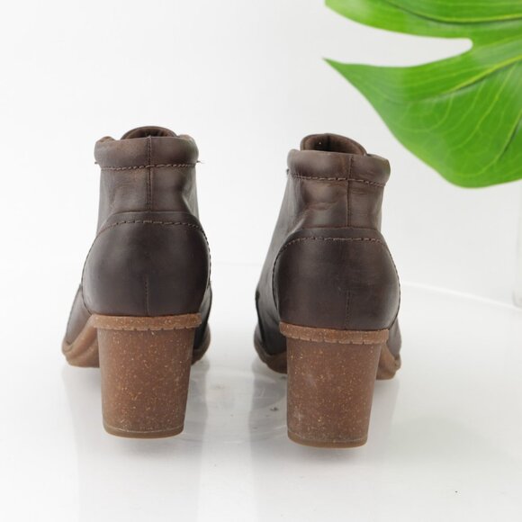 Clarks Womens Sashlin Sue Boot Size 6.5 Brown Leather Block Heel Lace Up Booties - Picture 4 of 11